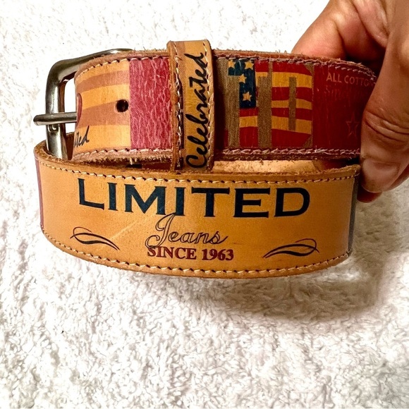 Vintage Rare THE LIMITED Jeans spelled out leather belt size M - Picture 2 of 11